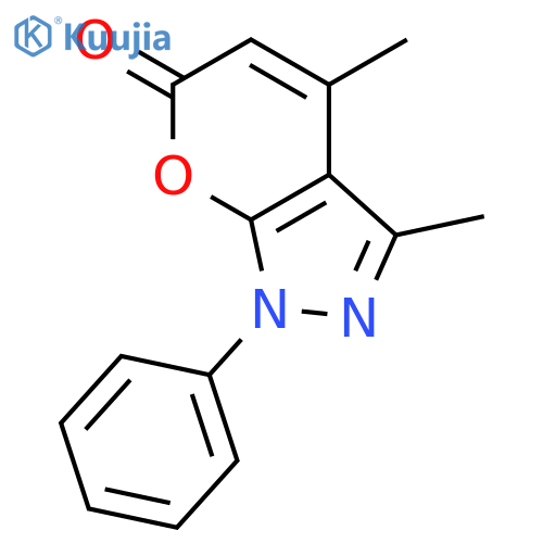 Pyrano[2,3-c]pyrazol-6(1H)-one, 3,4-dimethyl-1-phenyl- structure
