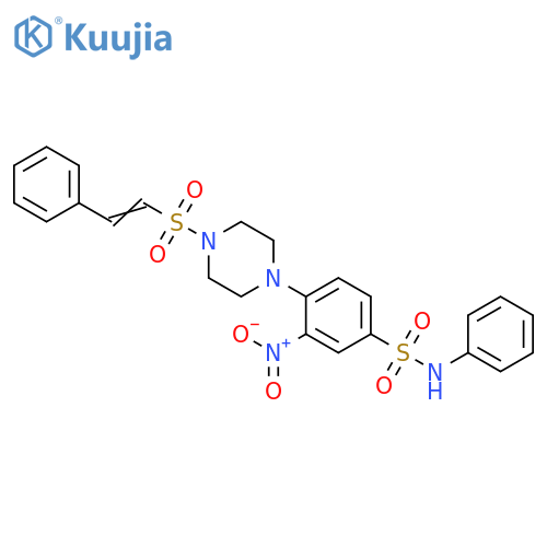3-Nitro-N-phenyl-4-[4-[(2-phenylethenyl)sulfonyl]-1-piperazinyl]benzenesulfonamide structure