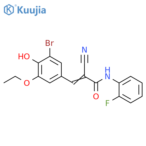 3-(3-bromo-5-ethoxy-4-hydroxyphenyl)-2-cyano-N-(2-fluorophenyl)prop-2-enamide structure