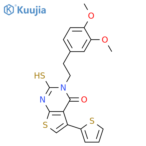 <br>3-[2-(3,4-dimethoxyphenyl)ethyl]-2-mercapto-5-thien-2-ylthieno[2,3-d]pyrimi din-4(3H)-one structure
