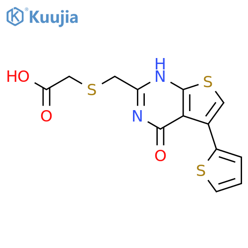 2-({[4-oxo-5-(thiophen-2-yl)-3H,4H-thieno[2,3-d]pyrimidin-2-yl]methyl}sulfanyl)acetic acid structure