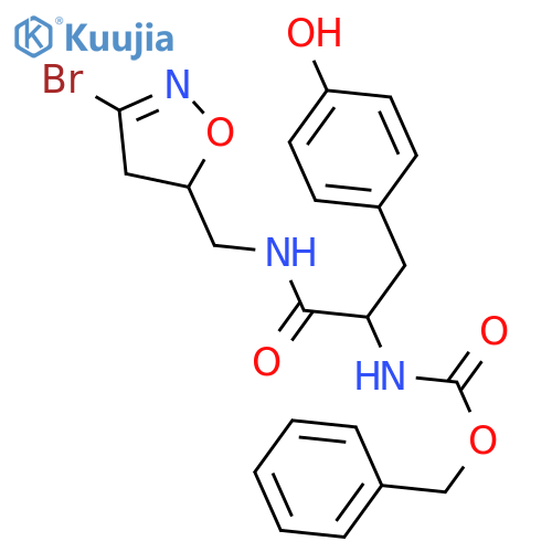 Nalpha-[(benzyloxy)carbonyl]-N-[(3-bromo-4,5-dihydro-1,2-oxazol-5-yl)methyl]-L-tyrosinamide structure