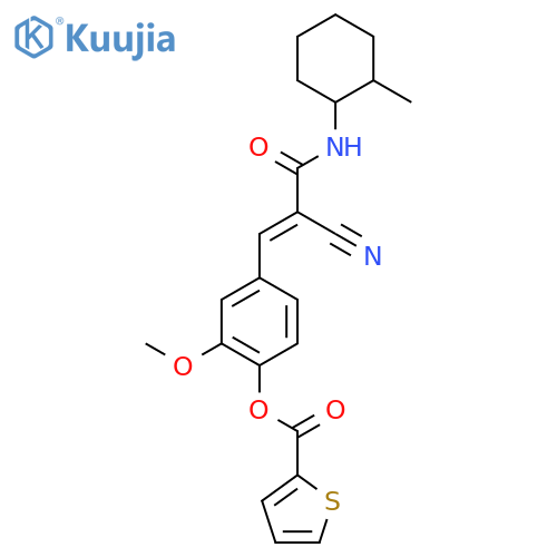 4-{2-Cyano-2-[(2-methylcyclohexyl)carbamoyl]eth-1-en-1-yl}-2-methoxyphenyl thiophene-2-carboxylate structure
