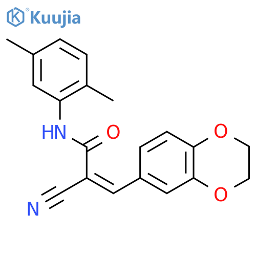 2-cyano-3-(2,3-dihydro-1,4-benzodioxin-6-yl)-N-(2,5-dimethylphenyl)prop-2-enamide structure