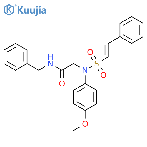 N-benzyl-2-[N-(4-methoxyphenyl)-2-phenylethenesulfonamido]acetamide structure