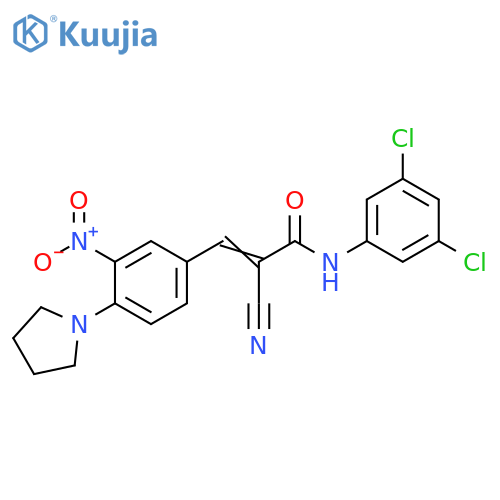 2-Cyano-N-(3,5-dichlorophenyl)-3-[3-nitro-4-(1-pyrrolidinyl)phenyl]-2-propenamide structure