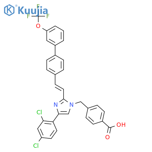 Benzoic acid,4-[[4-(2,4-dichlorophenyl)-2-[(1E)-2-[3'-(trifluoromethoxy)[1,1'-biphenyl]-4-yl]ethenyl]-1H-imidazol-1-yl]methyl]- structure