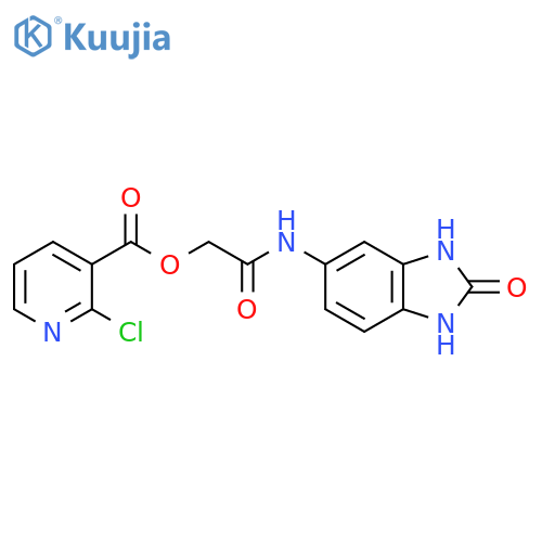 [(2-oxo-2,3-dihydro-1H-1,3-benzodiazol-5-yl)carbamoyl]methyl 2-chloropyridine-3-carboxylate structure