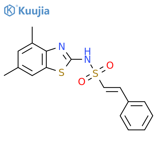N-(4,6-dimethyl-1,3-benzothiazol-2-yl)-2-phenylethene-1-sulfonamide structure