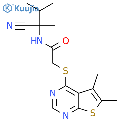 N-(1-cyano-1,2-dimethylpropyl)-2-({5,6-dimethylthieno[2,3-d]pyrimidin-4-yl}sulfanyl)acetamide structure