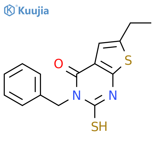 3-benzyl-6-ethyl-2-sulfanyl-3H,4H-thieno[2,3-d]pyrimidin-4-one structure