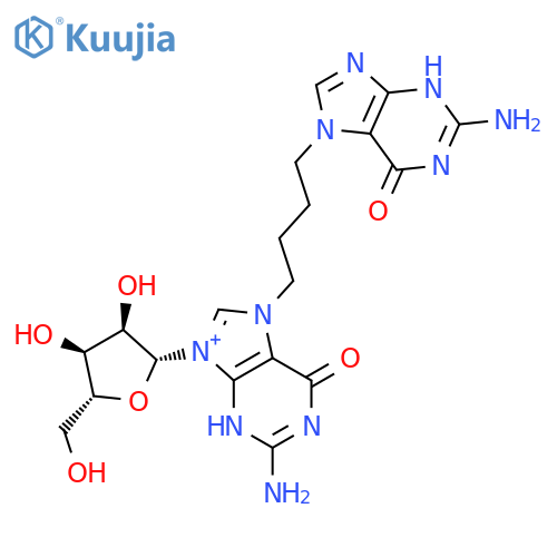 1H-Purinium,2-amino-7-[4-(2-amino-1,6-dihydro-6-oxo-7H-purin-7-yl)butyl]-6,9-dihydro-6-oxo-9-b-D-ribofuranosyl- (9CI) structure