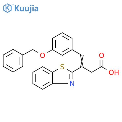 3-(1,3-benzothiazol-2-yl)-4-3-(benzyloxy)phenylbut-3-enoic acid structure
