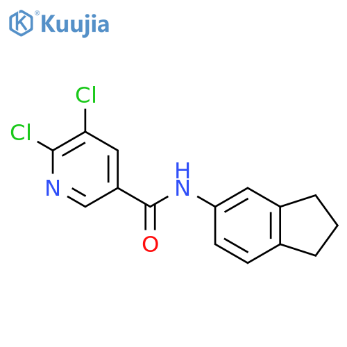 5,6-dichloro-N-(2,3-dihydro-1H-inden-5-yl)pyridine-3-carboxamide structure