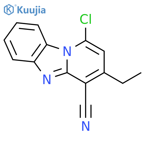 13-chloro-11-ethyl-1,8-diazatricyclo7.4.0.0,2,7trideca-2,4,6,8,10,12-hexaene-10-carbonitrile structure
