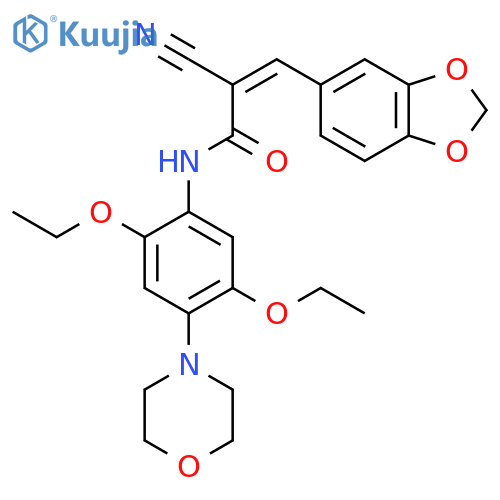 (Z)-3-(1,3-Benzodioxol-5-yl)-2-cyano-N-(2,5-diethoxy-4-morpholin-4-ylphenyl)prop-2-enamide structure