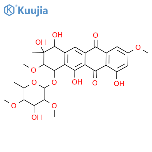 4,6,9,10-Tetrahydroxy-7-(4-hydroxy-3,5-dimethoxy-6-methyloxan-2-yl)oxy-2,8-dimethoxy-9-methyl-8,10-dihydro-7H-tetracene-5,12-dione structure