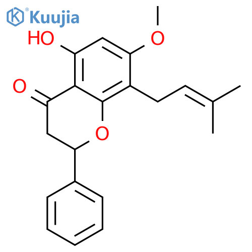 5-hydroxy-7-methoxy-8-(3-methylbut-2-en-1-yl)-2-phenyl-2,3-dihydro-4H-chromen-4-one structure