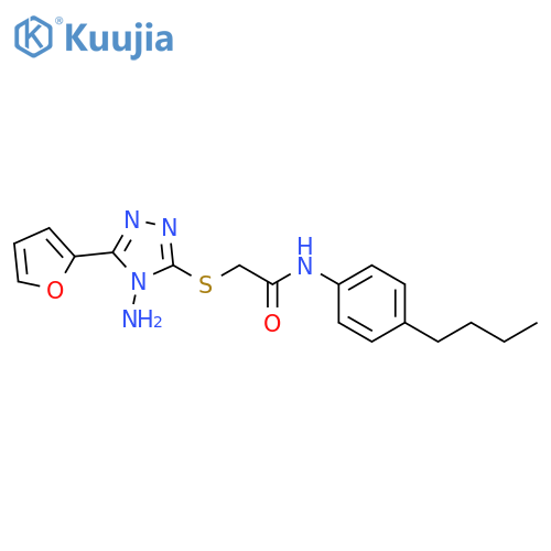 2-{4-amino-5-(furan-2-yl)-4H-1,2,4-triazol-3-ylsulfanyl}-N-(4-butylphenyl)acetamide structure
