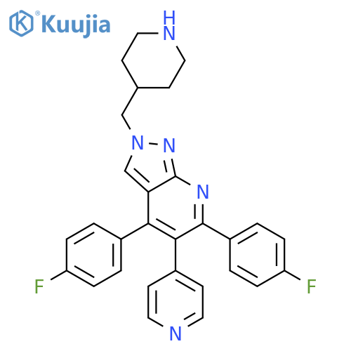 2H-Pyrazolo[3,4-b]pyridine,4,6-bis(4-fluorophenyl)-2-(4-piperidinylmethyl)-5-(4-pyridinyl)- structure