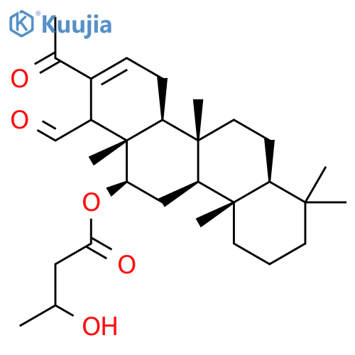 Butanoic acid,3-hydroxy-,(4aS,4bR,6R,6aS,7R,10aS,10bR,12aS)-8-acetyl-7-formyl-1,2,3,4,4a,4b,5,6,6a,7,10,10a,10b,11,12,12a-hexadecahydro-1,1,4a,6a,10b-pentamethyl-6-chrysenylester structure