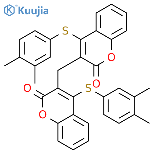 2H-1-Benzopyran-2-one, 3,3'-methylenebis[4-[(3,4-dimethylphenyl)thio]- structure