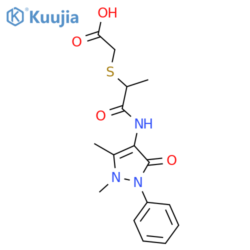 2-({1-(1,5-dimethyl-3-oxo-2-phenyl-2,3-dihydro-1H-pyrazol-4-yl)carbamoylethyl}sulfanyl)acetic acid structure