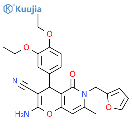 2-amino-4-(3,4-diethoxyphenyl)-6-(furan-2-yl)methyl-7-methyl-5-oxo-4H,5H,6H-pyrano3,2-cpyridine-3-carbonitrile structure