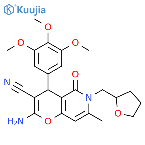 2-amino-7-methyl-5-oxo-6-(oxolan-2-yl)methyl-4-(3,4,5-trimethoxyphenyl)-4H,5H,6H-pyrano3,2-cpyridine-3-carbonitrile structure
