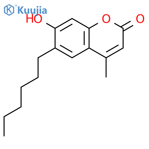2H-1-BENZOPYRAN-2-ONE, 6-HEXYL-7-HYDROXY-4-METHYL- structure