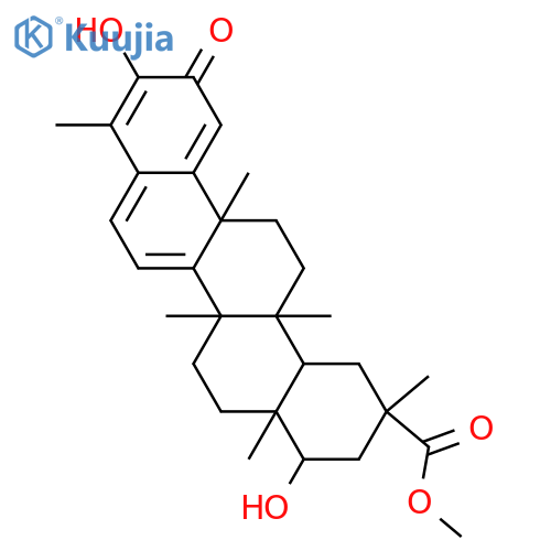 3-Hydroxy-24-nor-2-oxo-1(10),3,5,7-friedelatetraen-29-oic acid; 22β-Hydroxy, Me ester structure