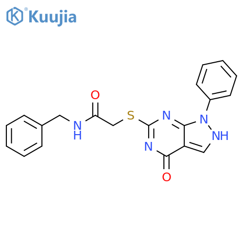 N-benzyl-2-({4-oxo-1-phenyl-1H,4H,5H-pyrazolo3,4-dpyrimidin-6-yl}sulfanyl)acetamide structure
