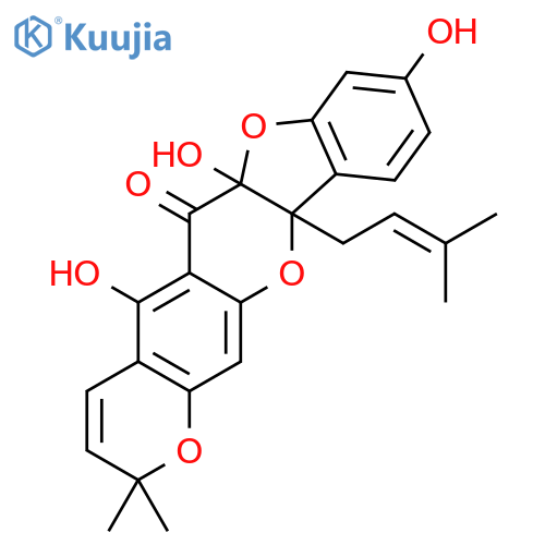 (6aS,11bR)-5,6a,9-trihydroxy-2,2-dimethyl-11b-(3-methylbut-2-en-1-yl)-6a,11b-dihydro-2H,6H-[1]benzofuro[3,2-b]pyrano[3,2-g]chromen-6-one structure