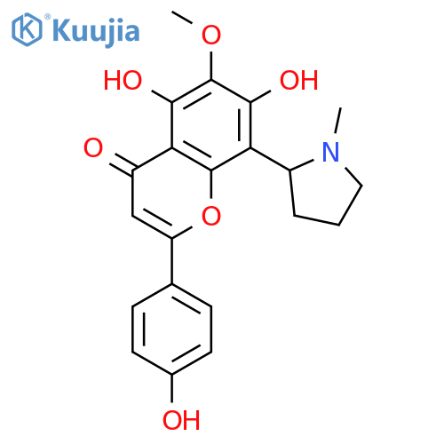 4H-1-Benzopyran-4-one,5,7-dihydroxy-2-(4-hydroxyphenyl)-6-methoxy-8-(1-methyl-2-pyrrolidinyl)- (9CI) structure
