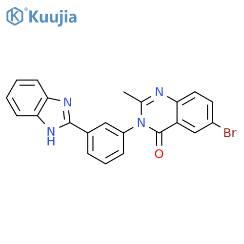 3-[3-(1H-benzimidazol-2-yl)phenyl]-6-bromo-2-methylquinazolin-4(3H)-one structure
