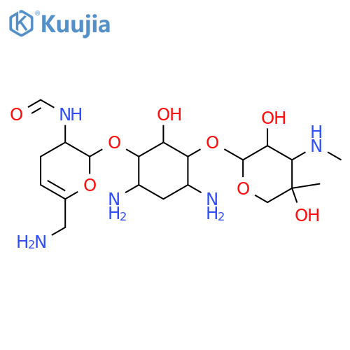 D-Streptamine,O-6-amino-2,3,4,6-tetradeoxy-2-(formylamino)-a-D-glycero-hex-4-enopyranosyl-(1&reg;4)-O-[3-deoxy-4-C-methyl-3-(methylamino)-b-L-arabinopyranosyl-(1&reg;6)]-2-deoxy- (9CI) structure