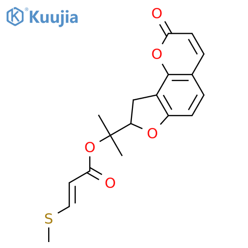 2-Propenoic acid,3-(methylthio)-,1-(8,9-dihydro-2-oxo-2H-furo[2,3-h]-1-benzopyran-8-yl)-1-methylethyl ester,(2E)-(+)- structure