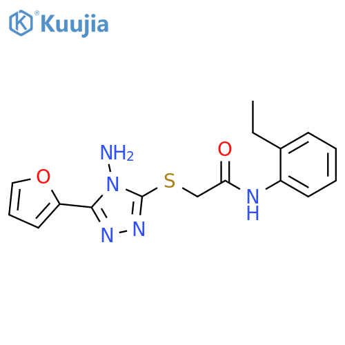 2-{4-amino-5-(furan-2-yl)-4H-1,2,4-triazol-3-ylsulfanyl}-N-(2-ethylphenyl)acetamide structure