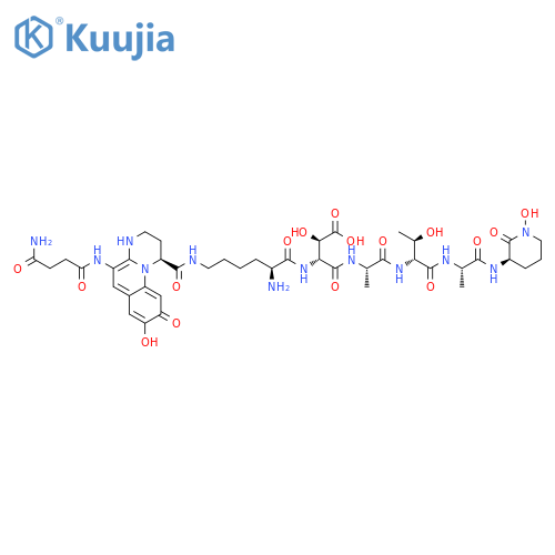 L-Alaninamide,N6-[[(1S)-5-[(4-amino-1,4-dioxobutyl)amino]-2,3-dihydro-8,9-dihydroxy-1H-pyrimido[1,2-a]quinolin-1-yl]carbonyl]-L-lysyl-(3R)-3-hydroxy-D-a-aspartyl-L-alanyl-D-allothreonyl-N-[(3R)-1-hydroxy-2-oxo-3-piperidinyl]- structure