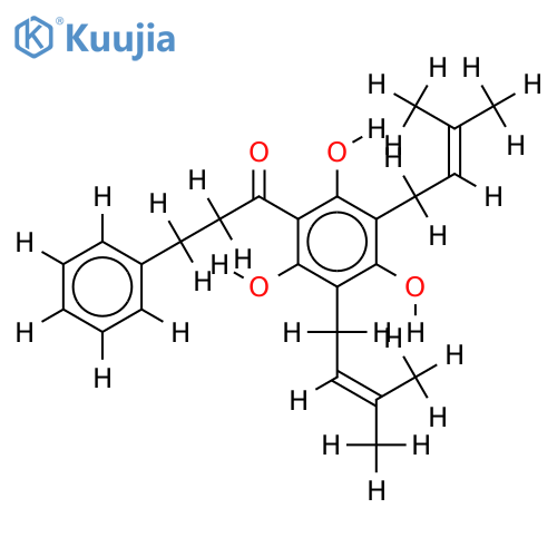 2’,4’,6’-Trihydroxy-3’,5’-diprenyldihydrochalcone structure