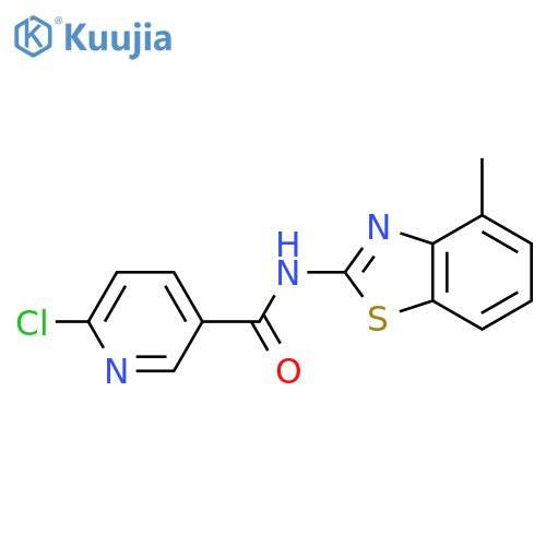 6-chloro-N-(4-methyl-1,3-benzothiazol-2-yl)pyridine-3-carboxamide structure