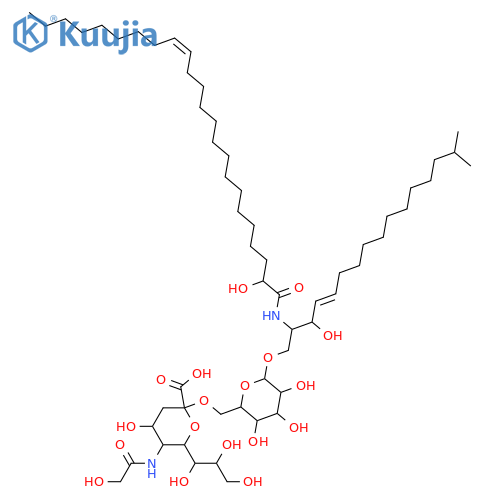 2-Amino-15-methyl-4-hexadecene-1,3-diol; (2S,3R,4E)-form, N-(2R-Hydroxy-15Z-tetracosenoyl), 1-O-[N-hydroxyacetyl-α-D-neuraminopyranosyl-(2→6)-β-D-glucopyranoside] structure
