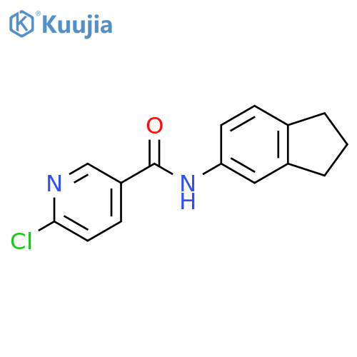 6-chloro-N-(2,3-dihydro-1H-inden-5-yl)pyridine-3-carboxamide structure