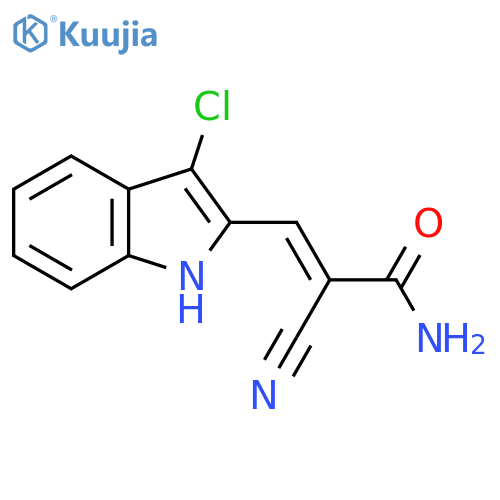3-(3-chloro-1H-indol-2-yl)-2-cyanoprop-2-enamide structure