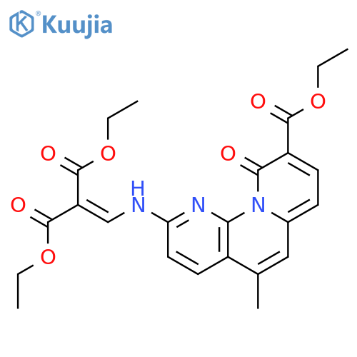 diethyl ({[9-(ethoxycarbonyl)-5-methyl-10-oxo-10H-pyrido[1,2-a][1,8]naphthyridin-2-yl]amino}methylidene)propanedioate structure