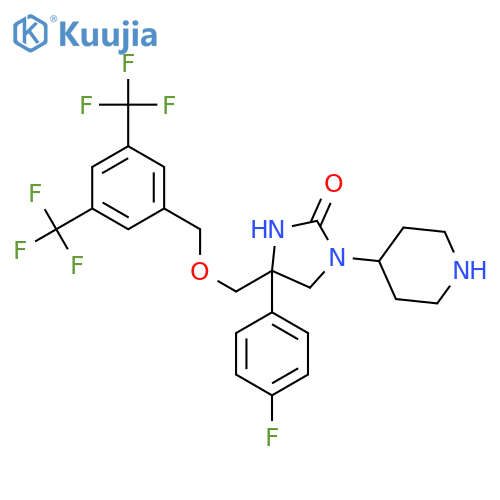 2-Imidazolidinone,4-[[[3,5-bis(trifluoromethyl)phenyl]methoxy]methyl]-4-(4-fluorophenyl)-1-(4-piperidinyl)- structure