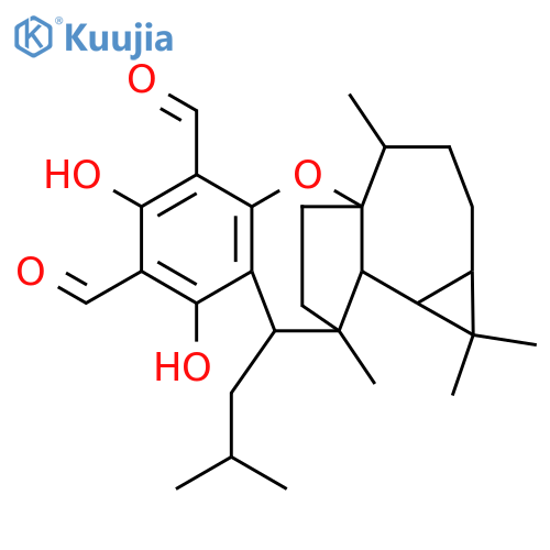 1H-4a,11-Ethanobenzo[b]cyclopropa[6,7]cyclohept[1,2-f]oxepin-6,8-dicarboxaldehyde,1a,2,3,4,10,11,11a,11b-octahydro-7,9-dihydroxy-1,1,4,11-tetramethyl-10-(2-methylpropyl)-,(1aR,4S,4aS,10R,11R,11aR,11bR)-rel-(-)- (9CI) structure