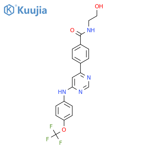 N-(2-Hydroxyethyl)-4-(6-(4-(trifluoromethoxy)phenylamino)pyrimidin-4-yl)benzamide structure