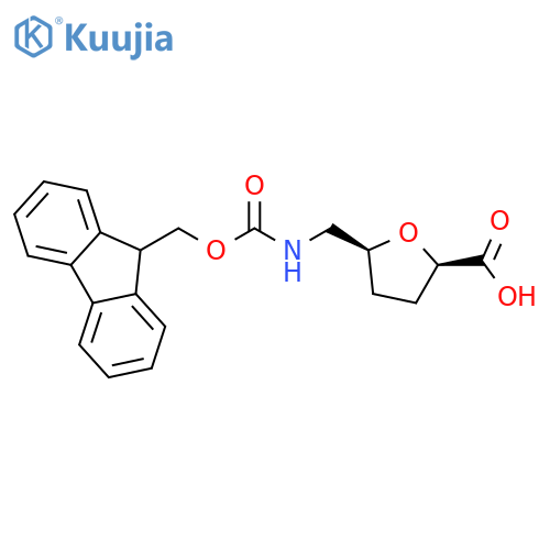 (2R,5S)-5-({(9H-fluoren-9-yl)methoxycarbonyl}amino)methyloxolane-2-carboxylic acid structure