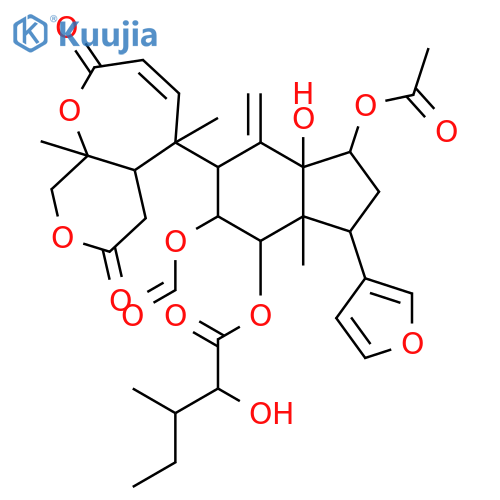(1S,3aR,4R,5R,6R,7aS)-1-(acetyloxy)-6-[(5R,5aR,9aS)-5,9a-dimethyl-2,7-dioxo-5,5a,6,7,9,9a-hexahydro-2H-pyrano[3,4-b]oxepin-5-yl]-5-(formyloxy)-3-(furan-3-yl)-7a-hydroxy-3a-methyl-7-methylideneoctahydro-1H-inden-4-yl (3S)-2-hydroxy-3-methylpentanoate structure